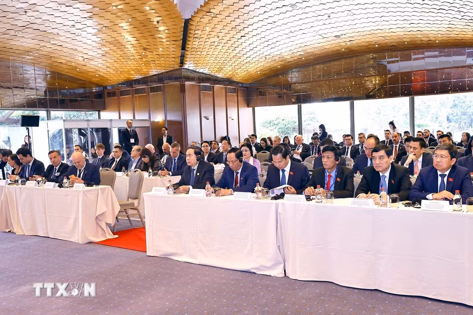 Chủ tịch Quốc hội Trần Thanh Mẫn dự Tọa đàm chính sách thúc đẩy hợp tác Việt Nam-Thổ Nhĩ Kỳ. (Ảnh: Doãn Tấn/TTXVN)