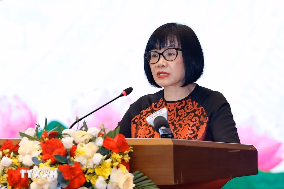 Thứ trưởng Bộ Tư pháp Đặng Hoàng Oanh phát biểu. (Ảnh: Doãn Tấn/TTXVN)