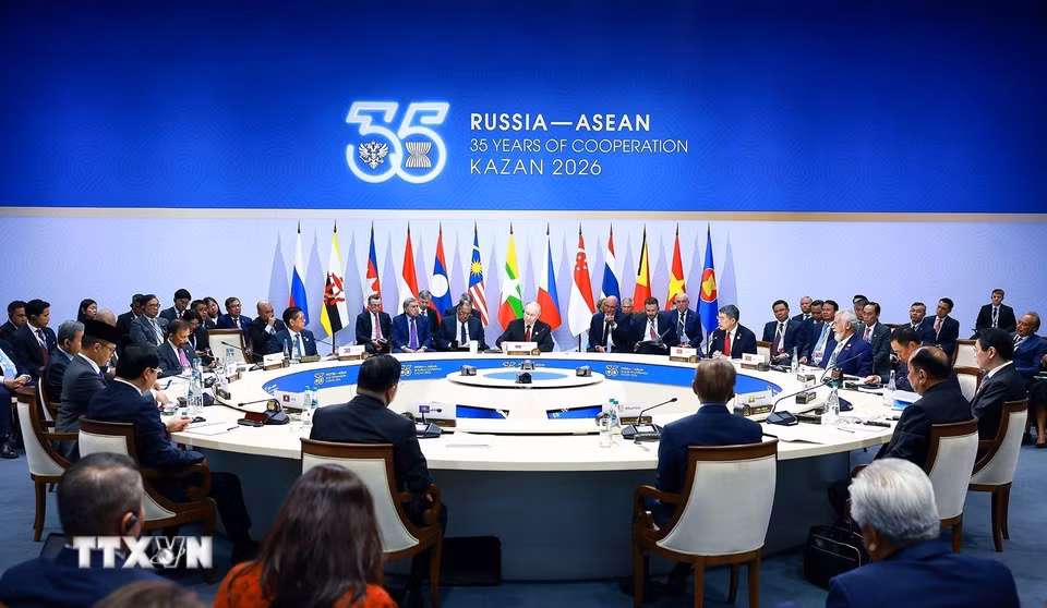 Phiên họp toàn thể Hội nghị Cấp cao Kỷ niệm 35 năm quan hệ ASEAN-Nga. (Ảnh: Dương Giang/TTXVN)