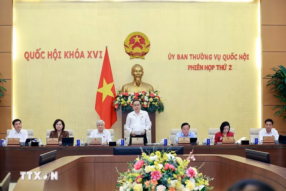 Chủ tịch Quốc hội Trần Thanh Mẫn phát biểu khai mạc Phiên họp thứ 2 của Ủy ban Thường vụ Quốc hội. (Ảnh: Doãn Tấn/TTXVN)
