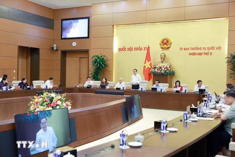 Chủ tịch Quốc hội Trần Thanh Mẫn phát biểu khai mạc Phiên họp thứ 2 của Ủy ban Thường vụ Quốc hội. (Ảnh: Doãn Tấn/TTXVN)
