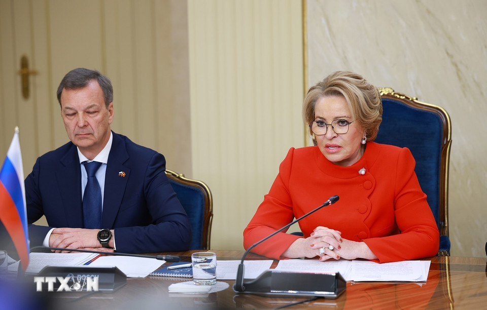 Chủ tịch Hội đồng Liên bang Nga Valentina Matviyenko phát biểu. (Ảnh: Dương Giang/TTXVN)