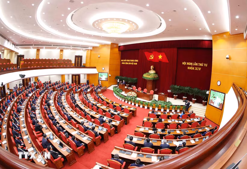 Phiên bế mạc Hội nghị lần thứ tư Ban Chấp hành Trung ương Đảng khóa XIV. (Ảnh: Phương Hoa/TTXVN)