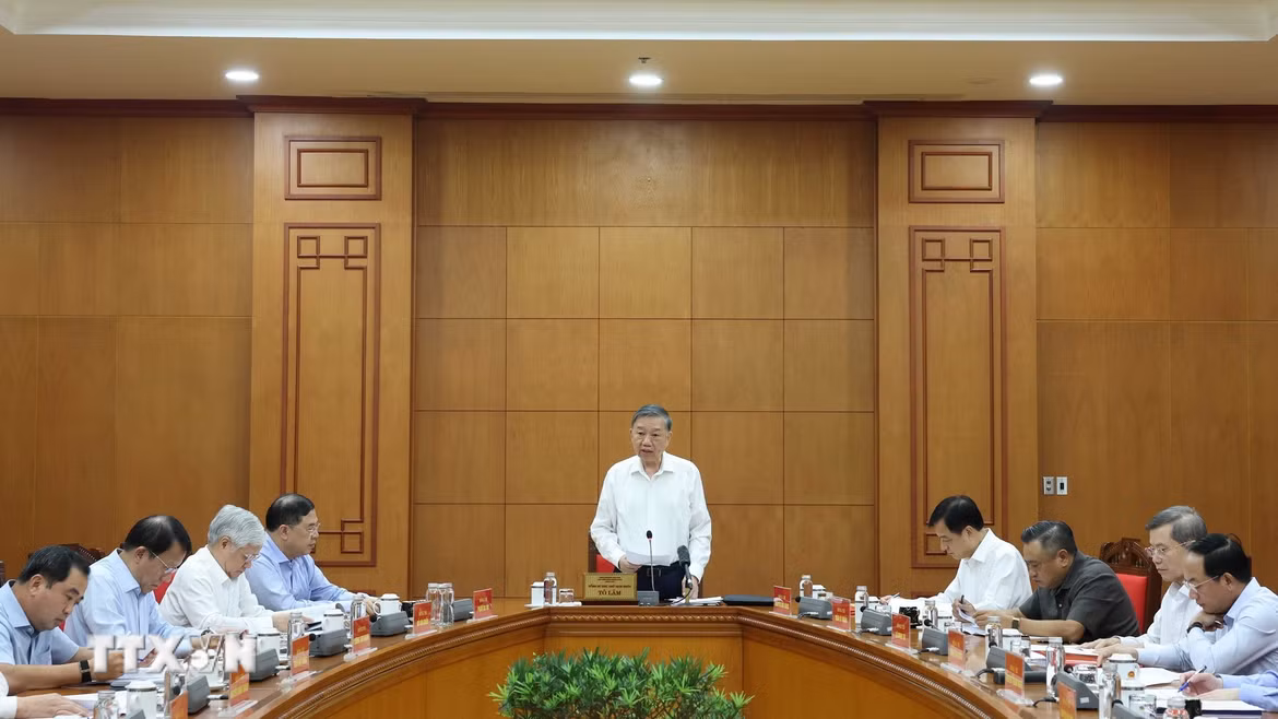 Tổng Bí thư, Chủ tịch nước Tô Lâm phát biểu chỉ đạo. (Ảnh: Thống Nhất/TTXVN)