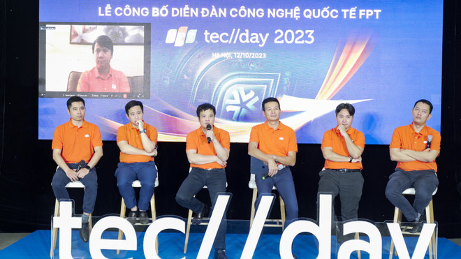 Lãnh đạo Tập đoàn FPT chia sẻ trong Lễ công bố diễn đàn công nghệ quốc tế FPT Techday 2023. (Ảnh: FPT) 2.500 lãnh đạo doanh nghiệp toàn cầu sẽ xuất hiện tại FPT Techday ảnh 2