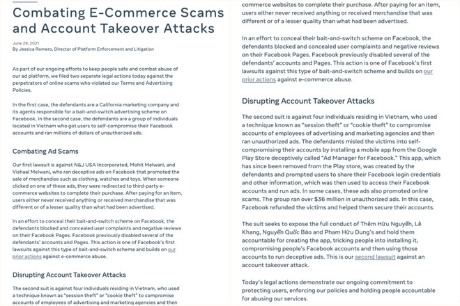 4 người Việt bị Facebook kiện vì quảng cáo gian lận tới 36 triệu USD ảnh 2