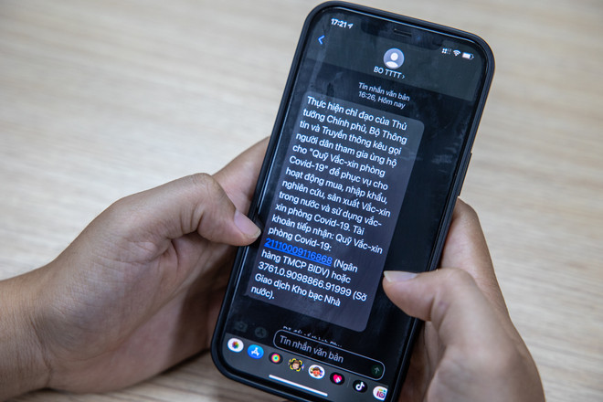 Bộ TT-TT nhắn tin kêu gọi người dân ủng hộ Quỹ vaccine phòng COVID-19 ảnh 1