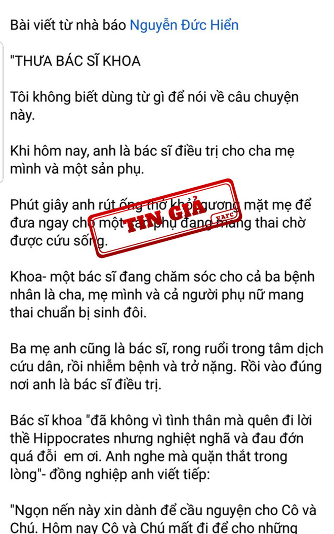 VAFC khuyến cáo chia sẻ thông tin có kiểm chứng sau vụ 'Bác sỹ Khoa' ảnh 2