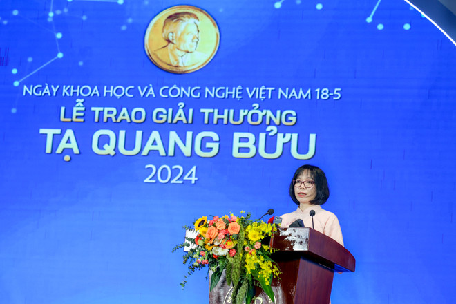 Tiến sĩ Nguyễn Thị Kim Thanh phát biểu. (Ảnh: Minh Sơn/Vietnam+) vnp_bo khoa hoc va cong nghe 1-4.jpg