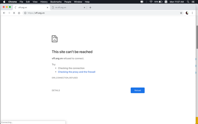 Website của Liên đoàn Bóng đá Việt Nam không thể truy cập ảnh 1
