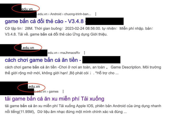 Gần 170 trang về giáo dục có tên miền .edu.vn bị tấn công, cài nội dung liên quan đến cá độ, cờ bạc. (Ảnh chụp màn hình) Gần 170 trang giáo dục tại Việt Nam bị cài nội dung cá độ, cờ bạc ảnh 1