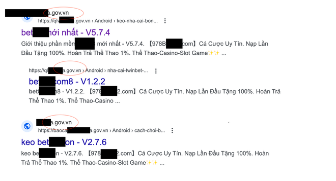 Bùng phát quảng cáo website cờ bạc 'núp bóng' dưới link .gov.vn ảnh 1