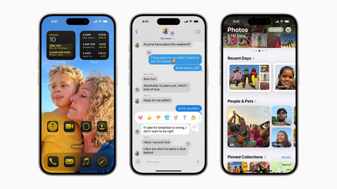 Giao diện iOS 18. (Ảnh: Apple) Apple-WWDC24-iOS-18-iPhone-15-Pr.jpg