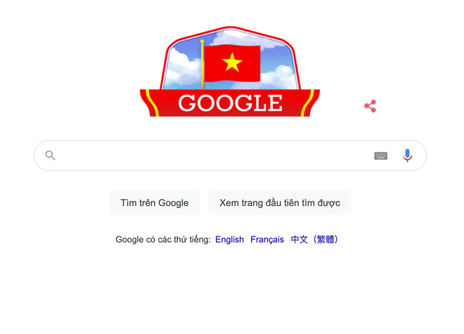 Google đã thay đổi giao diện mừng ngày Quốc khánh của Việt Nam. (Ảnh chụp màn hình) Google thay đổi giao diện chào mừng Quốc khánh Việt Nam ảnh 1