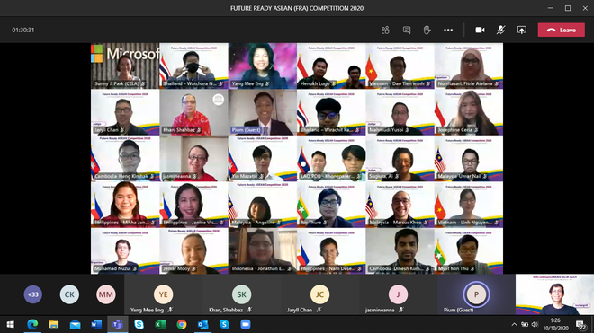 Trận chung kết cuộc thi Future Ready ASEAN 2020 được tổ chức hoàn toàn bằng hình thức trực tuyến. (Ảnh chụp màn hình) Việt Nam giành giải nhất cuộc thi Future Ready ASEAN 2020 ảnh 1