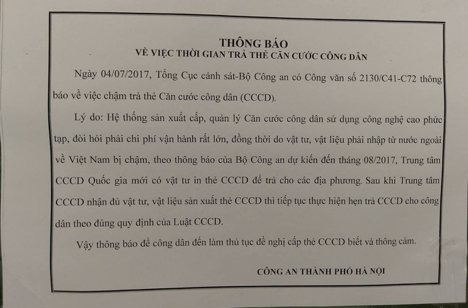 Hà Nội: Chậm hạn trả thẻ căn cước mới , nhiều công dân gặp khó ảnh 2