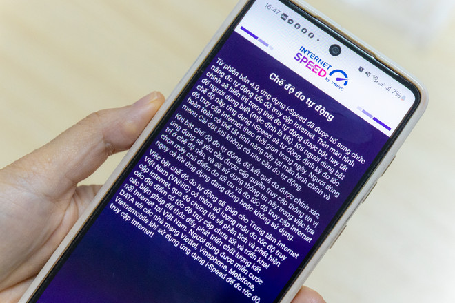 Tính năng đo tự động được cập nhật trên hệ điều hành Android. (Ảnh: Minh Sơn/Vietnam+) vnp_i speed 1.jpg