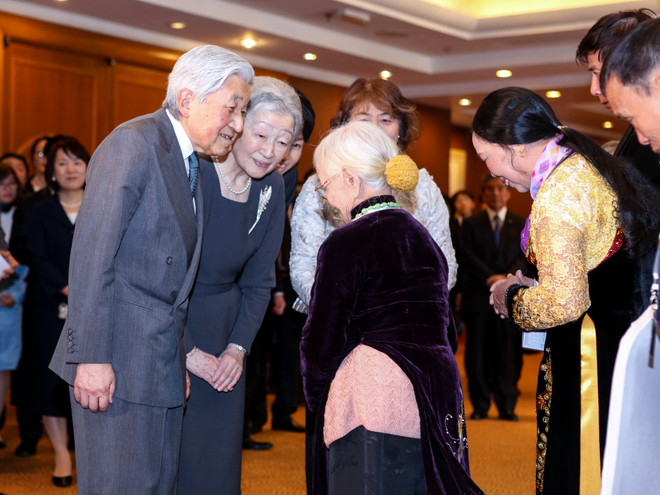 Nhật hoàng và hoàng hậu gặp gỡ gia đình cựu quân nhân Nhật ở Việt Nam ảnh 6