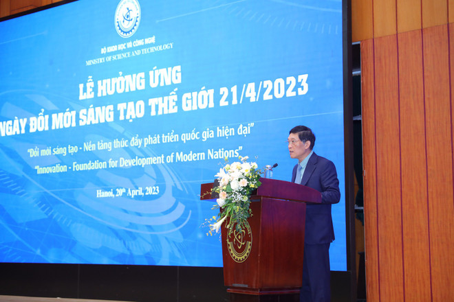 Thứ trưởng Trần Văn Tùng phát biểu tại sự kiện. (Ảnh: PV/Vietnam+) Đổi mới sáng tạo cần trở thành kim chỉ nam cho hành động của quốc gia ảnh 2