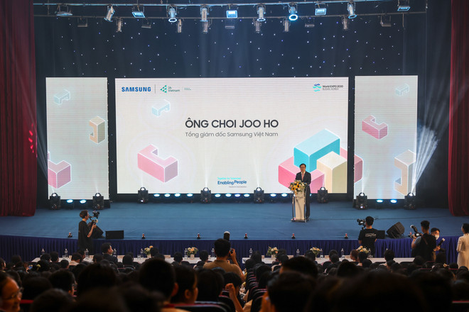 Ông Choi Joo Ho - Tổng giám đốc Samsung Việt Nam phát biểu tại sự kiện. (Ảnh: Minh Sơn/Vietnam+) Phát động cuộc thi bồi dưỡng nhân tài công nghệ Solve For Tomorrow ảnh 2