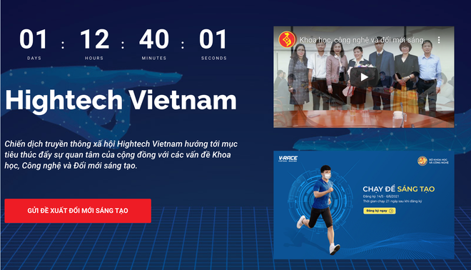 Chiến dịch truyền thông với mục tiêu thúc đẩy sự quan tâm của cộng đồng với các vấn đề khoa học, công nghệ và đổi mới sáng tạo. (Ảnh chụp màn hình) Bộ Khoa học Công nghệ phát động chiến dịch #HightechVietnam ảnh 1