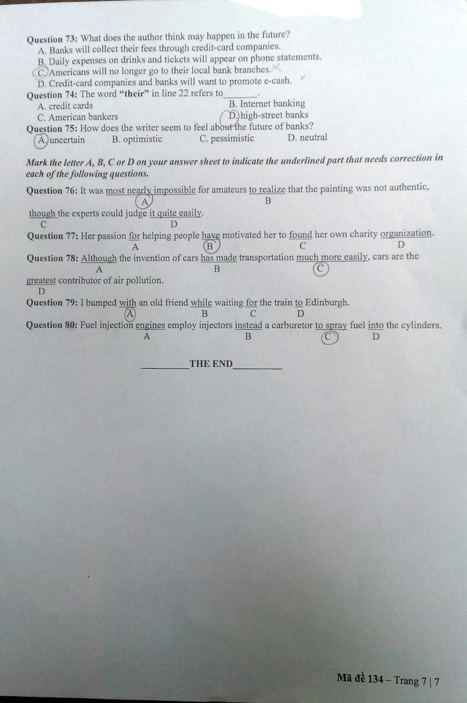 Đề thi tuyển sinh năm 2015 môn Ngoại ngữ của Đại học Quốc gia ảnh 7