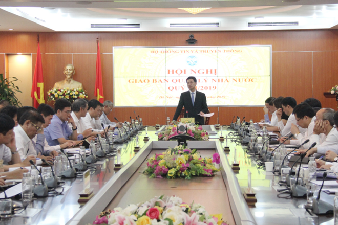 Bộ trưởng Nguyễn Mạnh Hùng phát biểu trong Hội nghị Giao ban quản lý Nhà nước Quý III năm 2019. (Ảnh: MIC) Giới thiệu Hệ thống theo dõi đánh giá chỉ số phát triển ngành ICT ảnh 1