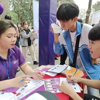 Thí sinh tham gia chương trình tư vấn tuyển sinh của các trường đại học. (Ảnh: PV/Vietnam+)