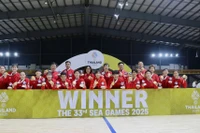 Đội tuyển Futsal nữ Việt Nam giành huy chương Vàng SEA Games 33. (Nguồn: VFF)