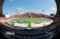 Sân vận động được mệnh danh là "thánh địa của bóng đá Thái Lan" với hơn 50.000 chỗ ngồi đang được gấp rút nâng cấp và cải thiện chất lượng để sẵn sàng cho buổi lễ khai mạc SEA Games 33. (Ảnh: Minh Quyết/TTXVN)