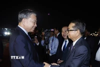 Lễ tiễn Tổng Bí thư Tô Lâm và đoàn cấp cao Việt Nam tại Sân bay Quốc tế Techo. (Ảnh: Thống Nhất/TTXVN)