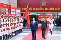 Thủ tướng Phạm Minh Chính đến dự Hội nghị Công an toàn quốc lần thứ 81. (Ảnh: Dương Giang/TTXVN)