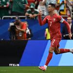 Ronaldo và Bồ Đào Nha đã vượt qua vòng bảng trước lượt trận cuối cùng. (Ảnh: AFP/TTXVN)