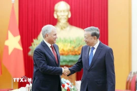 Tổng Bí thư Tô Lâm tiếp Chủ tịch Duma Quốc gia Nga Vyacheslav Volodin. (Ảnh: Thống Nhất/TTXVN)