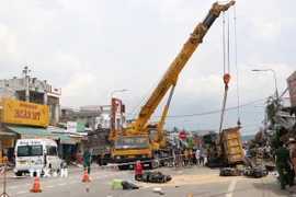 Khu vực xảy ra tai nạn. (Ảnh: Đinh Hương/TTXVN)