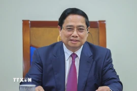 Thủ tướng Phạm Minh Chính điện đàm với Thủ tướng Campuchia Hun Manet. (Ảnh: Dương Giang/TTXVN)