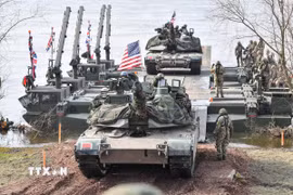 Binh sỹ tham gia cuộc tập trận của NATO tại Korzeniewo, miền Bắc Ba Lan, ngày 4/3/2024. (Ảnh: PAP/TTXVN)