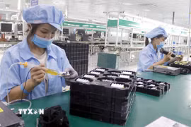Một dây chuyền sản xuất linh kiện điện tử xuất khẩu. (Ảnh: Phạm Hậu/TTXVN)