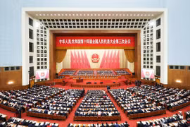 Các đại biểu dự lễ khai mạc Kỳ họp thứ ba Đại hội Đại biểu Nhân dân Toàn quốc Trung Quốc khóa XIV tại Bắc Kinh, ngày 5/3. (Ảnh: THX/TTXVN)