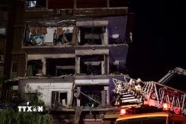 Cảnh đổ nát sau một vụ tấn công tại Damascus, Syria. (Ảnh: THX/TTXVN)