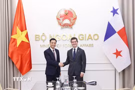 Thứ trưởng Ngoại giao Đặng Hoàng Giang và Thứ trưởng Bộ Ngoại giao Panama Carlos A. Hoyos. (Ảnh: Minh Đức/TTXVN)