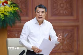 Thủ tướng Lê Minh Hưng kết luận cuộc họp với lãnh đạo Bộ Nội vụ, Bộ Dân tộc và Tôn giáo, Thanh tra Chính phủ. (Ảnh: Dương Giang/TTXVN)