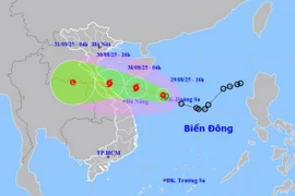 Vị trí và đường đi của áp thấp nhiệt đới. (Nguồn: Trung tâm Khí tượng Thủy văn Quốc gia)