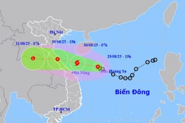 Vị trí và đường đi của áp thấp nhiệt đới. (Nguồn: Trung tâm Khí tượng Thủy văn Quốc gia)