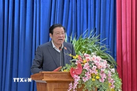 Ủy viên Bộ Chính trị, Trưởng Ban Nội chính Trung ương Phan Đình Trạc phát biểu kết luận Hội nghị. (Ảnh: Nguyễn Dũng/TTXVN)