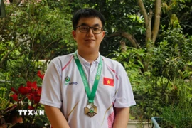 Chân dung Nguyễn Ngô Đức - chàng trai “Vàng” Olympic Hóa học quốc tế Mendeleev (IMChO) năm 2025. (Ảnh: Bích Huệ/TTXVN)