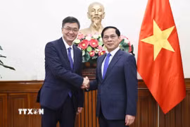 Phó Thủ tướng, Bộ trưởng Ngoại giao Bùi Thanh Sơn tiếp ông Trần Cương, Bí thư Khu ủy Quảng Tây (Trung Quốc). (Ảnh: An Đăng/TTXVN)