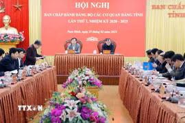Quang cảnh Hội nghị lần thứ nhất Ban Chấp hành Đảng bộ các cơ quan Đảng tỉnh Nam Định nhiệm kỳ 2020-2025. (Ảnh: TTXVN phát)
