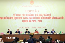Họp báo về công tác chuẩn bị cho ngày bầu cử đại biểu Quốc hội khóa XVI và đại biểu Hội đồng nhân dân các cấp nhiệm kỳ 2026-2031. (Ảnh: Tuấn Anh/TTXVN)