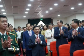 Ủy viên Bộ Chính trị, Phó Bí thư Quân ủy Trung ương, Bộ trưởng Bộ Quốc phòng Phan Văn Giang dự và chỉ đạo Đại hội đại biểu Đảng bộ tỉnh An Giang lần thứ nhất. (Ảnh: Văn Sĩ/TTXVN)